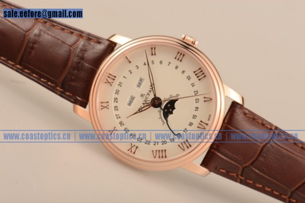 Perfect Replica BlancPain Villeret Moonphase & Complete Calendar Watch Rose Gold 6664-3642-55Big (AAAF)