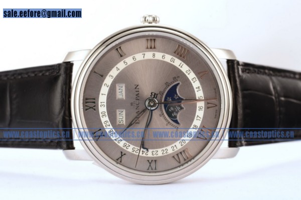 Replica BlancPain Villeret Moonphase & Complete Calendar Watch Steel 6654-1113-55b (EF) - Click Image to Close