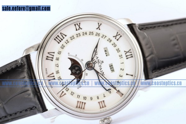 Replica BlancPain Villeret Moonphase & Complete Calendar Watch Steel 6654-1127-55b (EF)