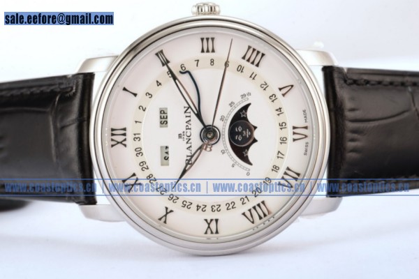 Replica BlancPain Villeret Moonphase & Complete Calendar Watch Steel 6654-1127-55b (EF) - Click Image to Close