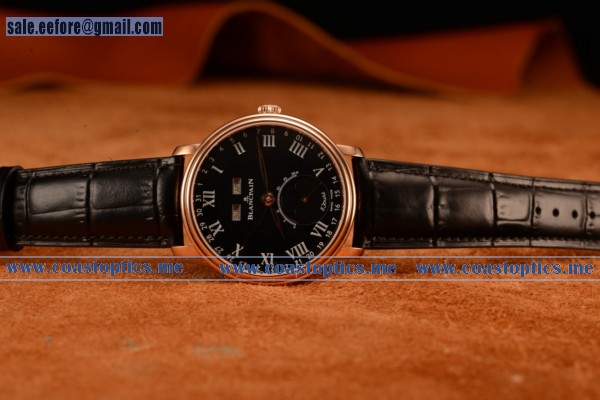 Blancpain Villeret Miyota 9015 Automatic Rose Gold Case With Black Dial Roman And Black Leather Strap (Ef)
