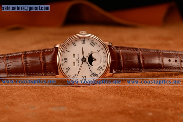 Blancpain Villeret Miyota 9015 Automatic Rose Gold Case With White Dial Roman And Brown Leather Strap (Ef)