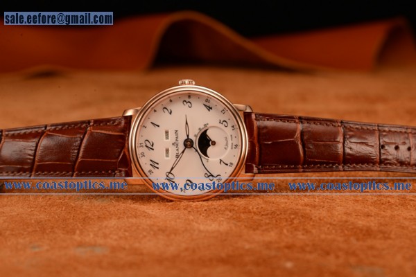 Blancpain Villeret Miyota 9015 Automatic Rose Gold Case With White Dial Arabic And Brown Leather Strap (Ef) - Click Image to Close