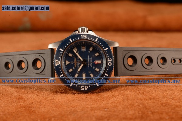 Breitling Superocean 2824 Auto Steel Case With Blue Dial And Black Rubber Strap - 1:1 Origianl (Gf)