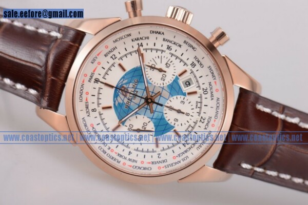Breitling Transocean Chronograph Unitime Perfect Replica Watch Rose Gold RB0510U0/A733