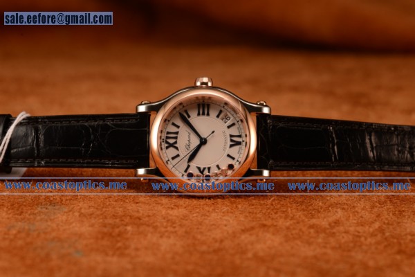 Chopard Happy Sport Ii 1:1 Original Rose Gold Bezel Steel Watch - 47450/000a-9039