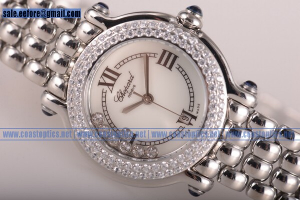 Chopard Replica Happy Sport Classic Round 7 Floating Diamonds Watch Steel 276145-23 - Click Image to Close