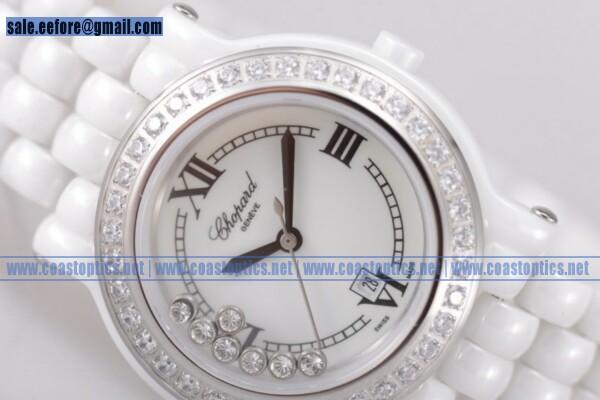 Replica Chopard Happy Sport Classic Round 7 Floating Diamonds Watch Ceramic 288507-9018