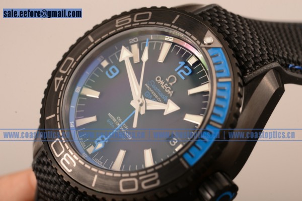 Perfect Replica Omega Seamaster Planet Ocean GMT Blue Deep Black Watch PVD 215.92.46.22.01.002 (EF)