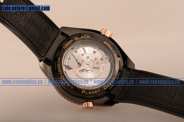Perfect Replica Omega Seamaster Planet Ocean GMT Blue Deep Black Watch PVD 215.92.46.22.01.002 (EF)