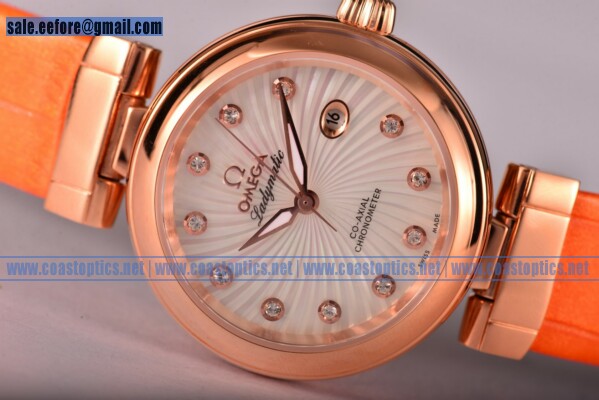 Omega Deville Ladymatic Watch Perfect Replica Rose Gold 425.63.34.20.55.001 (V6)