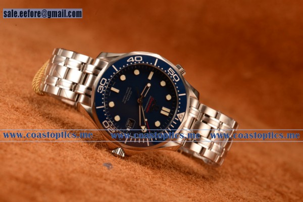 Omega Seamaster 300m Swiss Eta 2824 Automatic Steel Case With Blue Dial And Blue Ceramic Bezel - Click Image to Close