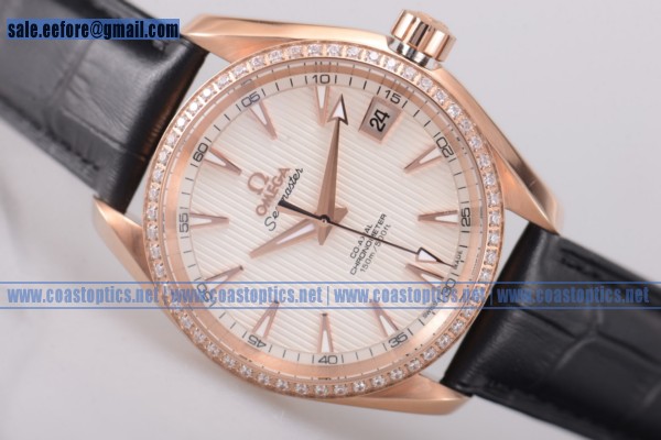 Omega Seamaster Aqua Terra 150 M Co-Axial Watch Rose Gold Diamonds Bezel Perfect Replica 221.53.49.10.01.005D (EF)