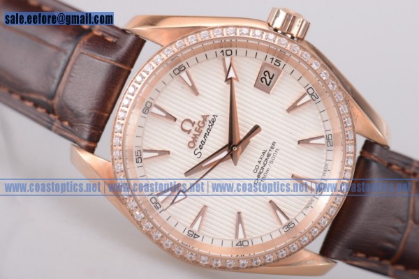 Omega Seamaster Aqua Terra 150 M Co-Axial Watch Rose Gold Diamonds Bezel Perfect Replica 221.53.49.10.01.005D(EF)