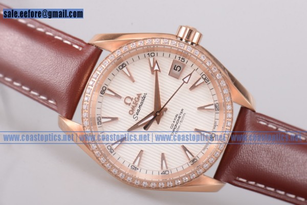Omega Seamaster Aqua Terra 150 M Co-Axial Watch Rose Gold Perfect Replica Diamonds Bezel 221.53.49.10.01.005D(EF)