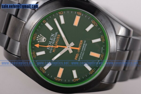1:1 Perfect Replica Rolex Pro-Hunter Millgauss Watch PVD 116400GV or (NOOB)