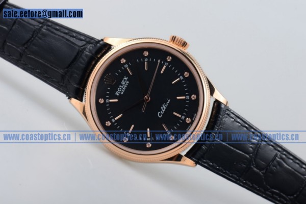 Perfect Replica Rolex Cellini Time Watch Rose Gold 55058 blk (BP) - 1:1