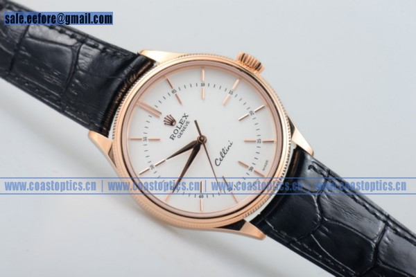 Perfect Replica Rolex Cellini Time Watch Rose Gold 55056 WhtB (BP) - 1:1