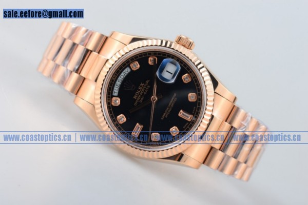 1:1 Clone Rolex Day-Date Watch 18K Rose Gold 218235 blkdp (BP)