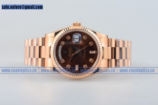 Perfect Replica Rolex Day-Date Watch Rose Gold 218235 brwdp (BP)