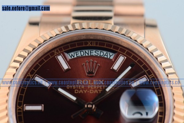 1:1 Clone Rolex Day-Date Watch 18K Rose Gold Stick Markers 218235 brwsp (BP) - Click Image to Close