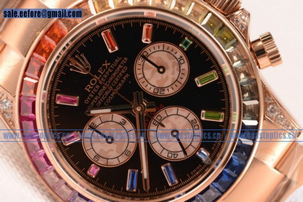 Replica Rolex Cosmograph Daytona Rainbow Diamond Chrono Watch Rose Gold 116959 RBOW