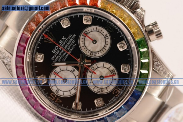 Best Replica Rolex Cosmograph Daytona Rainbow Diamond Chrono Watch Steel 116599RBOW