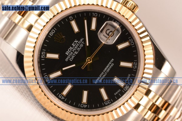Rolex Datejust 37mm A2836 Two Tone 116233 brwsj With Black Dial (BP) - Click Image to Close