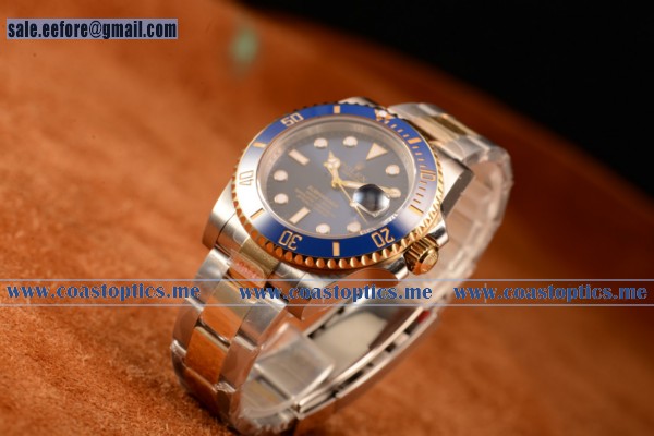 Top Quality Rolex Submariner Two Tone Case Blue Dial Stick/Dot Markers Two Tone Bracelet 116613bl - Click Image to Close
