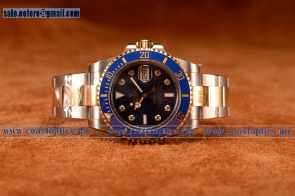 Top Quality Rolex Submariner Two Tone Case Blue Dial Diamond Markers Two Tone Bracelet 116613bld