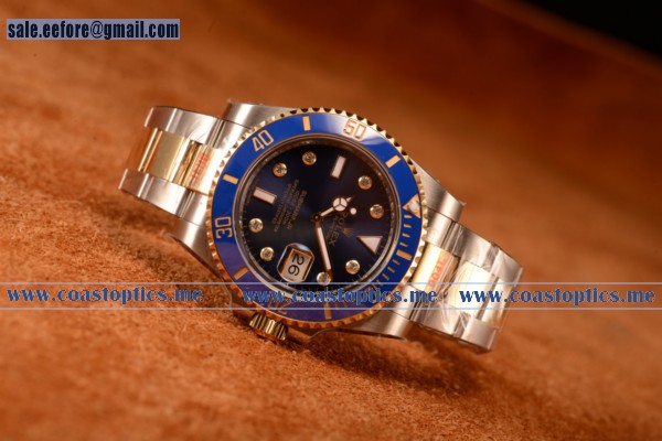 Top Quality Rolex Submariner Two Tone Case Blue Dial Diamond Markers Two Tone Bracelet 116613bld - Click Image to Close
