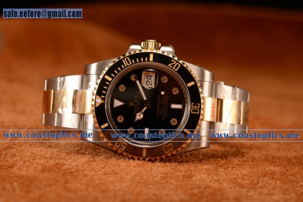 Top Quality Rolex Submariner Two Tone Case Blue Dial Diamond Markers Two Tone Bracelet 116613bkd