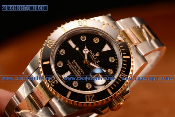 Top Quality Rolex Submariner Two Tone Case Blue Dial Diamond Markers Two Tone Bracelet 116613bkd - Click Image to Close