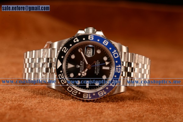 Rolex Best Replica Gmt-master Ii Steel Case Black Dial Blue/Black Ceramic Bezel Steel Bracelet 126710blnr