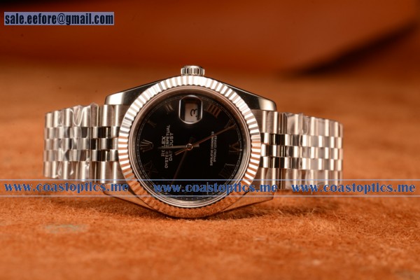 Rolex Datejust 37mm Swiss Eta 2836 Automatic Steel Case With Jubilee Steel Bezel Black Dial Roman Steel Bracelet