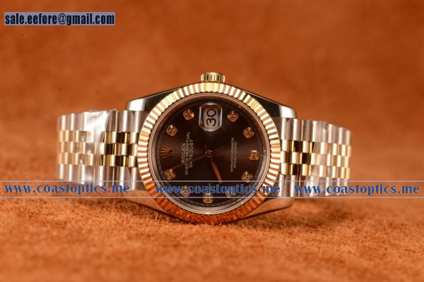 Rolex Datejust 37mm Swiss Eta 2836 Automatic Two Tone With Grey Dial And Diamond Markers