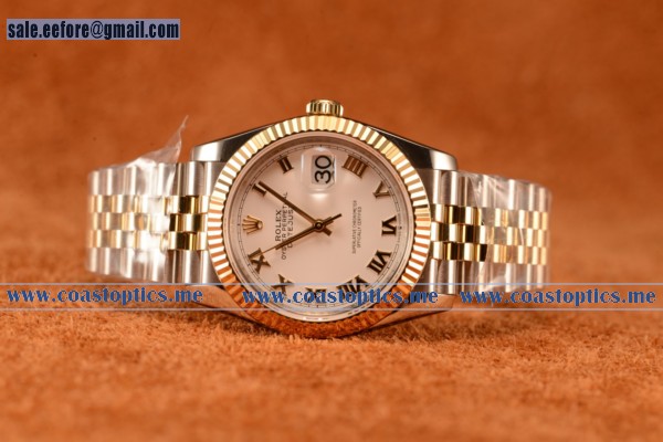 Rolex Datejust 37mm Swiss Eta 2836 Automatic Two Tone With White Dial And Roman Markers