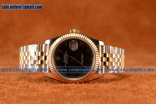 Rolex Datejust 37mm Swiss Eta 2836 Automatic Two Tone With Black Dial And Roman Markers
