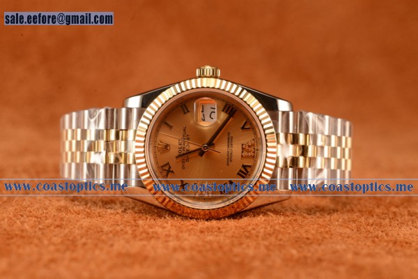Rolex Datejust 37mm Swiss Eta 2836 Automatic Two Tone With Yg Dial And Roman Markers
