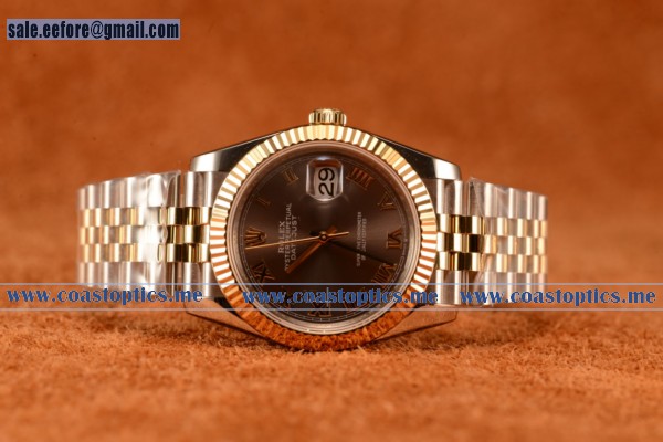 Rolex Datejust 37mm Swiss Eta 2836 Automatic Two Tone With Grey Dial And Roman Markers