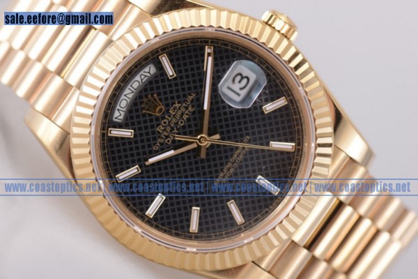 Rolex Day Date II 1:1 Replica Watch Yellow Gold 218238 blksp (BP)