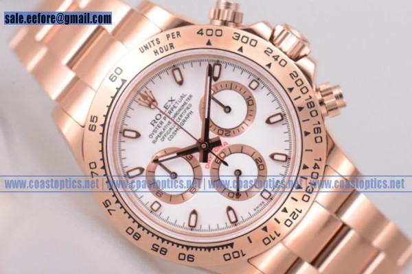 1:1 Rolex Daytona Chronograph Perfect Replica Watch Rose Gold 116505 whts (EF)