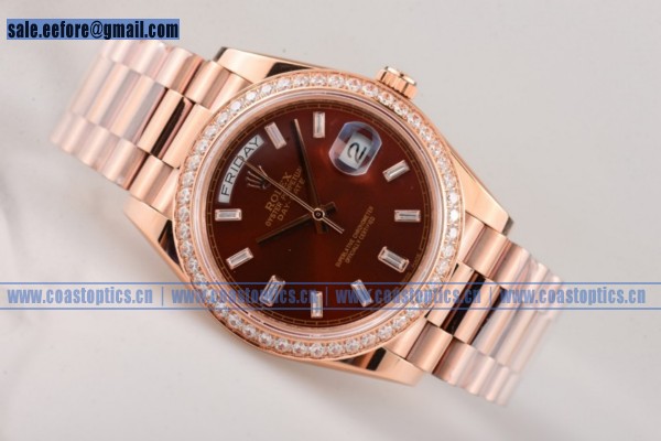 Perfect Replica Rolex Day-Date Watch Rose Gold 218235 brwsc(BP)