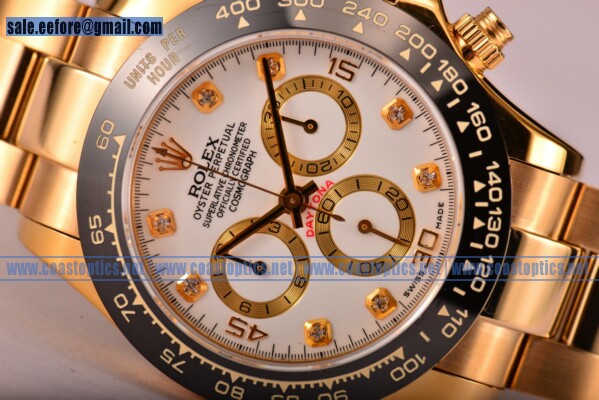 Rolex Daytona Watch Yellow Gold 116529 whtd Perfect Replica