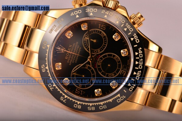 Rolex Daytona Perfect Replica Watch Yellow Gold 116529 blkd