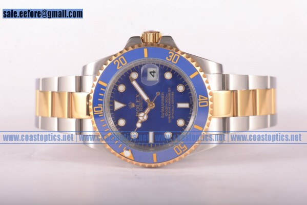 Replica Rolex Submariner Watch Two Tone 116613 blu (2836 +120)