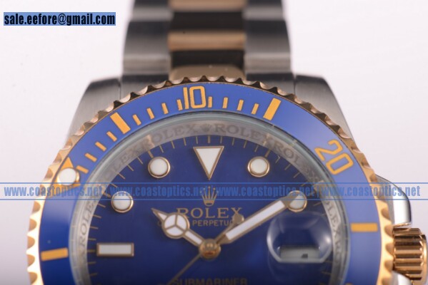 Replica Rolex Submariner Watch Two Tone 116613 blu (2836 +120)