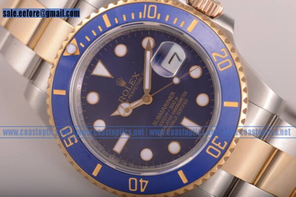 1:1 Replica Rolex Submariner Watch Two Tone 116613 blu