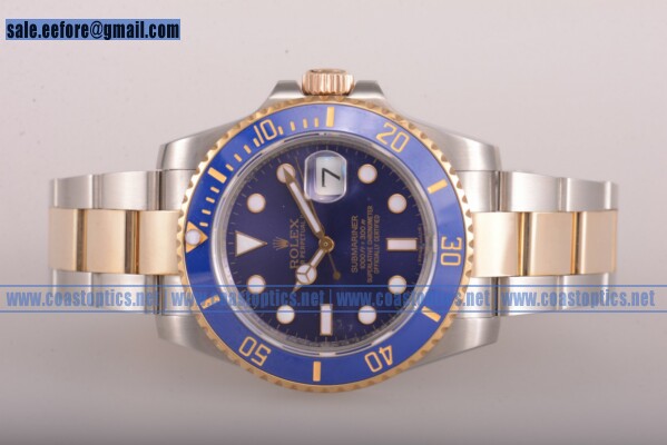 1:1 Replica Rolex Submariner Watch Two Tone 116613 blu - Click Image to Close
