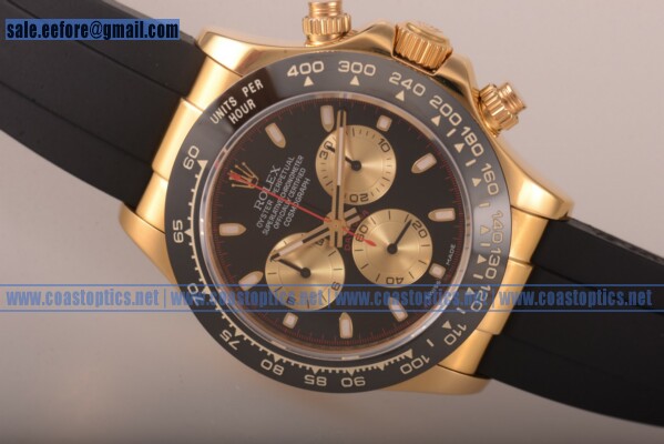 Perfect Replica Rolex Daytona Watch Yellow Gold 116515 LNblksbr (BP)